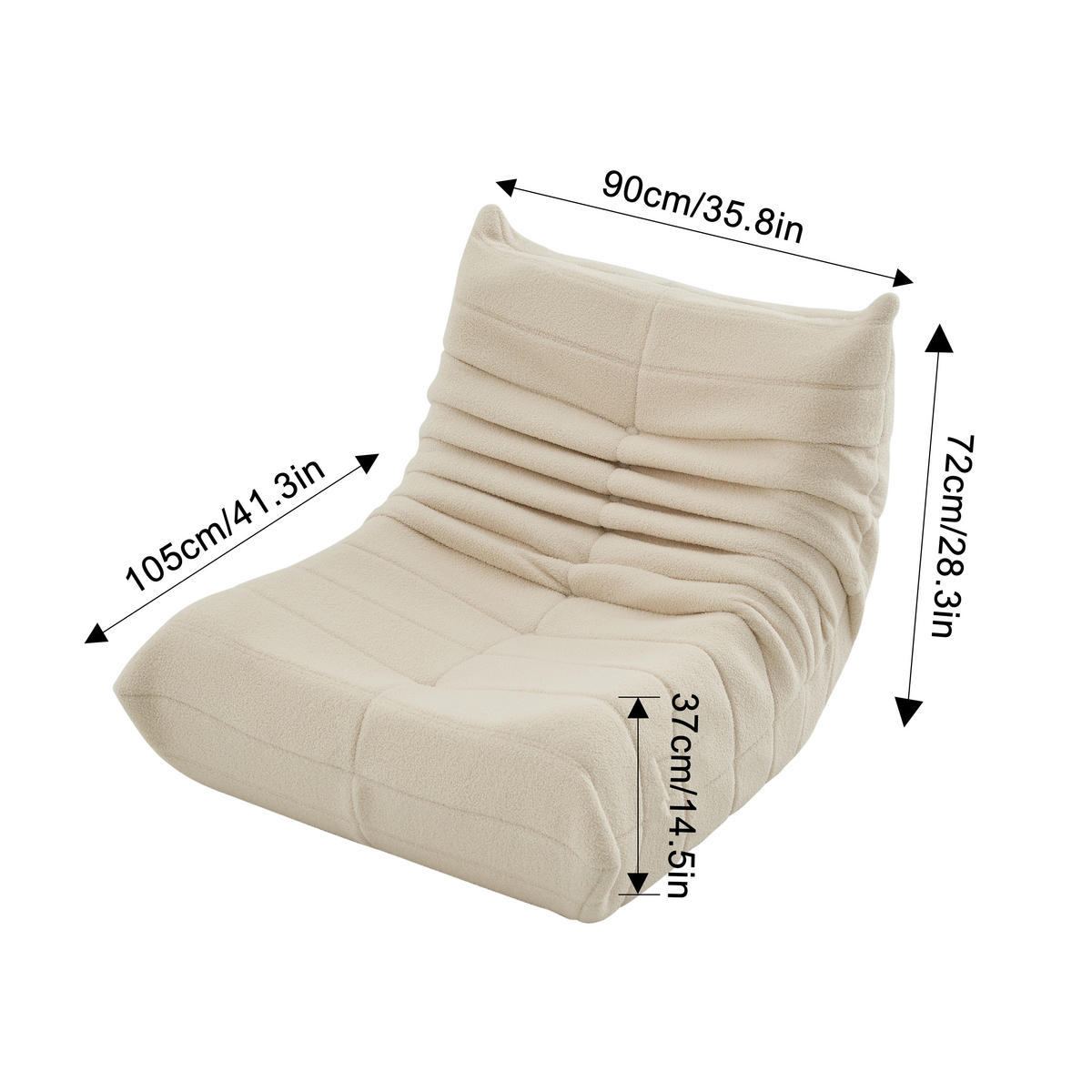 SITZSACKSOFA 110/85/79 cm Beige mit Rückenlehne - Beige, Textil (85/79/110cm) - MIVRAY