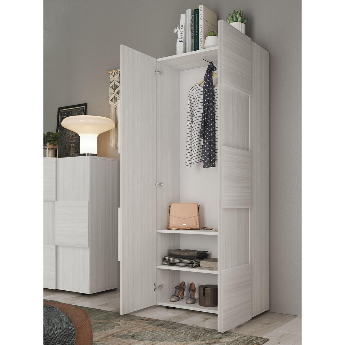 SCHRANK mit 2 Türen Dama - H186,5 cm - Weiß, Holzwerkstoff (31/186.5/78cm) - Calicosy