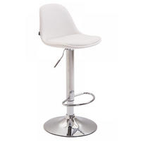 BARHOCKER Lederlook weiß - Chromfarben/Weiß, Textil/Metall (39/82/43cm) - CLP