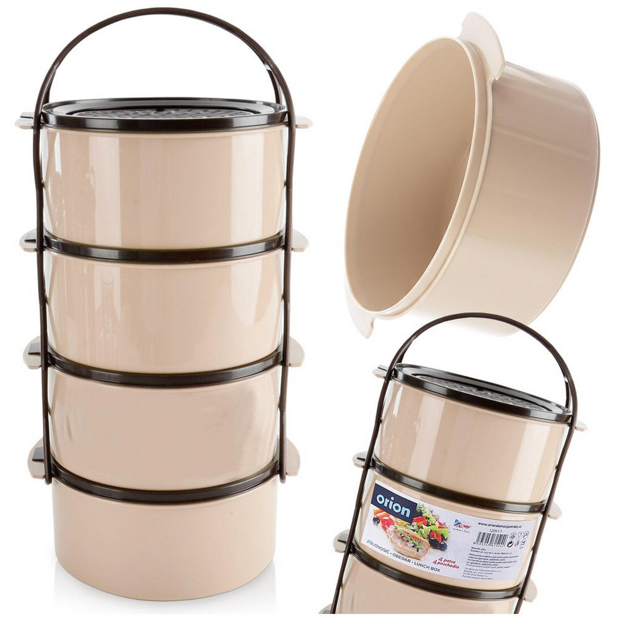 LUNCHBOX 4-stöckige aus Kunststoff 4 x 1,5 l - Braun, Kunststoff (16.5/31/16.5cm) - Orion 