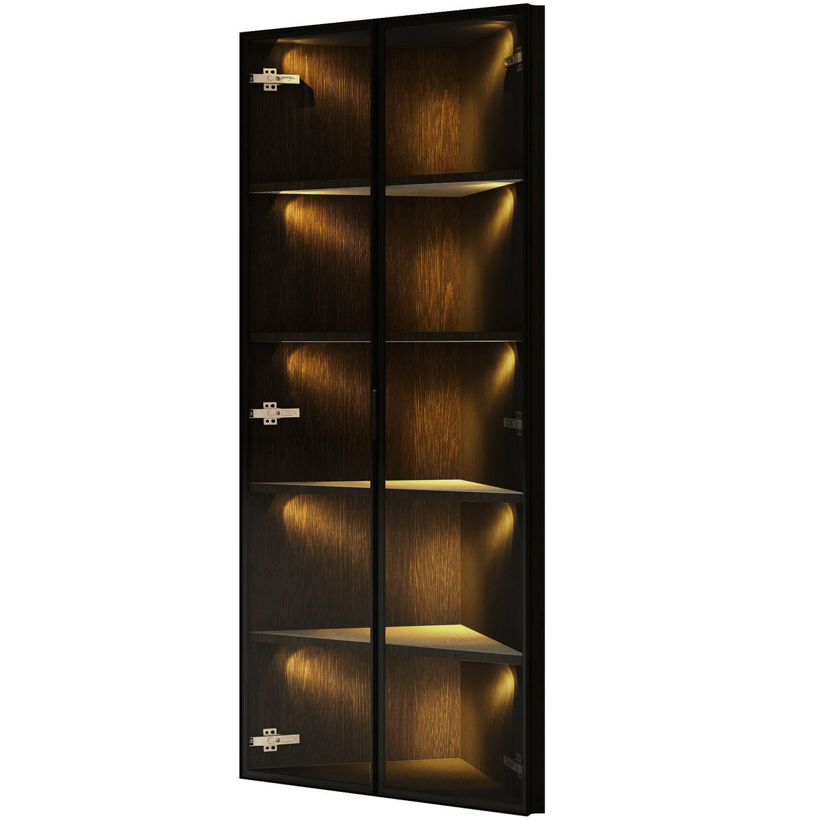 ECKVITRINE mit LED 62 x 35 x 160 cm MDF Glas Black - Schwarz, Glas (35/160/62cm) - Beauniv