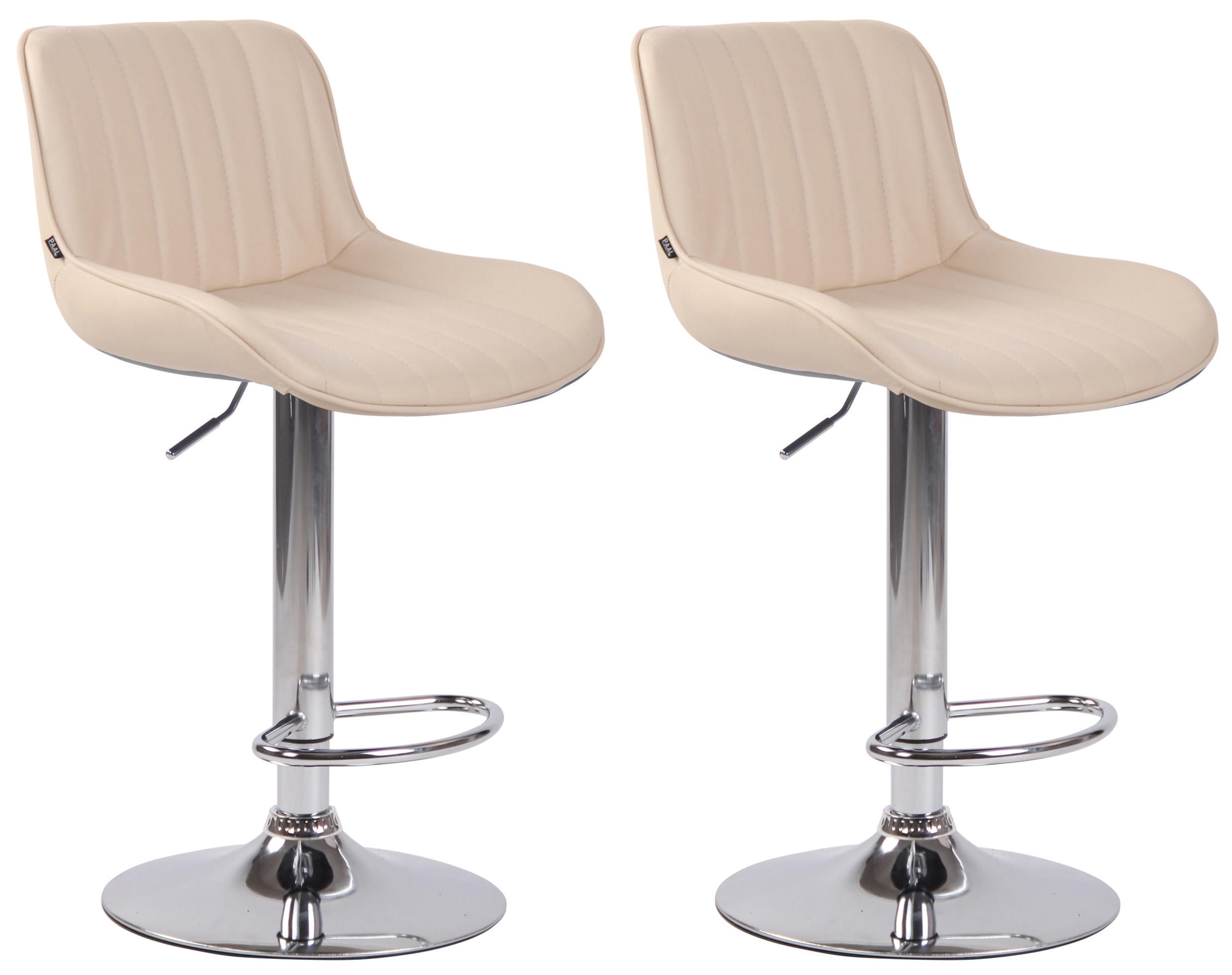 BARHOCKER 2er Set Lederlook creme - Chromfarben/Creme, Textil/Metall (50/86/50cm) - CLP