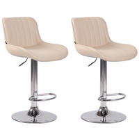 BARHOCKER 2er Set Lederlook creme - Chromfarben/Creme, Textil/Metall (50/86/50cm) - CLP