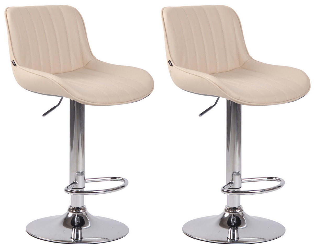BARHOCKER 2er Set Lederlook creme - Chromfarben/Creme, Textil/Metall (50/86/50cm) - CLP