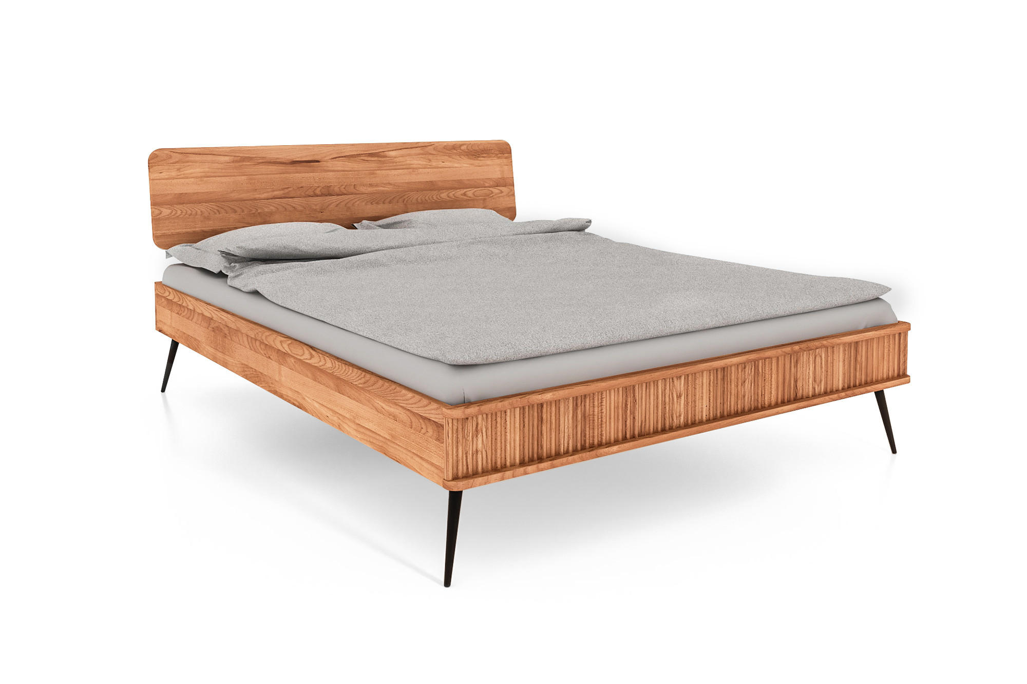 BETT LINA 1 140x210 Kernbuche - Schwarz/Kernbuche, Holz/Metall (140/210cm) - byoak