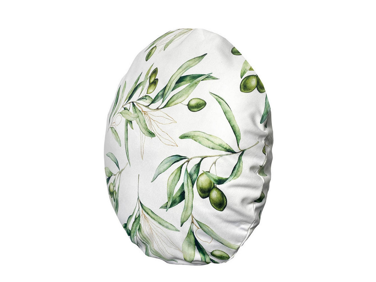 KISSENHÜLLE Rund Italy Collection Oliven 50 cm Ø - Ecru/Multicolor, Textil (50/50cm) - beties Heimtextil
