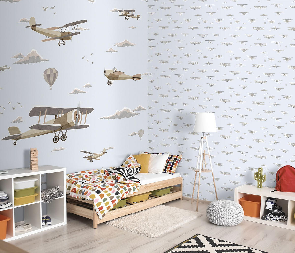FOTOTAPETE Flugzeuge 212 x 275 cm - Grün, Papier (212/275cm) - Sanders & Sanders