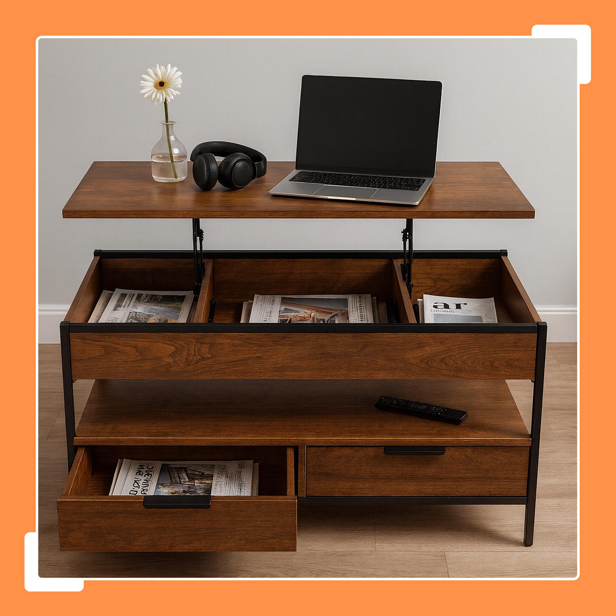 COUCHTISCH - Braun, Holzwerkstoff/Metall (50/100/63cm) - Relaxdays