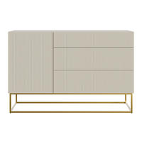 SIDEBOARD Veldio Greige mit 3 Schubladen 140 cm - Taupe/Goldfarben, Holzwerkstoff/Metall (140/90/38cm) - Selsey