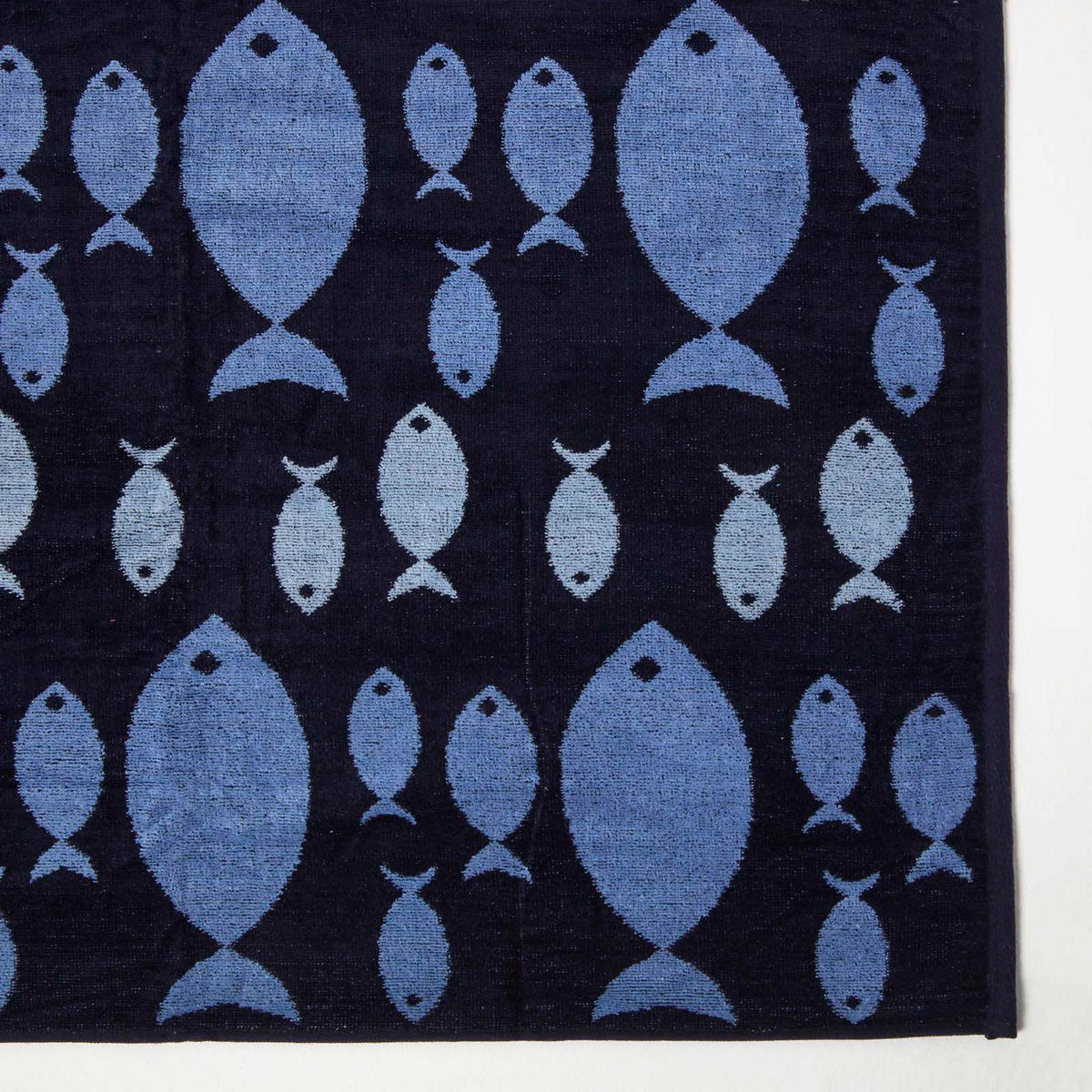 STRANDLAKEN Fische blau 90/180 cm - Dunkelblau, Textil (90/180cm) - Homescapes