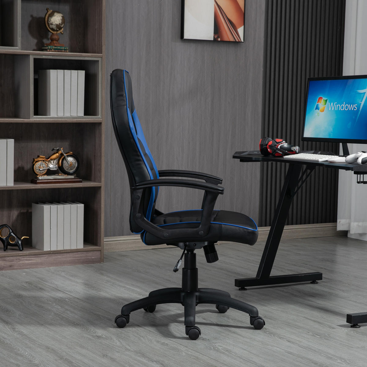 GAMINGSTUHL Kinder Schwarz/Blau - Blau, Kunststoff (63/107/66cm) - SVITA