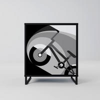 SIDEBOARD BIKE ENERGY, Schwarz, 57,5x42x67,5 cm, Schwarze Metall-Rahmenfüße - Multicolor/Schwarz, Holzwerkstoff/Metall (57.5/67.5/42cm) - SpaceRebels