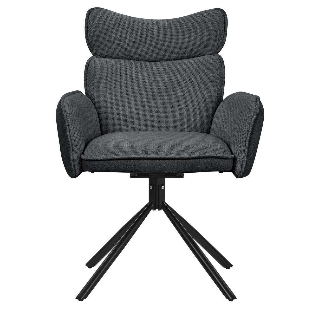 ESSZIMMERSTÜHLE 6er Set drehbar Anthrazit mit Stoffbezug - Anthrazit/Schwarz, Textil/Metall (63/89/68cm) - ML-DESIGN