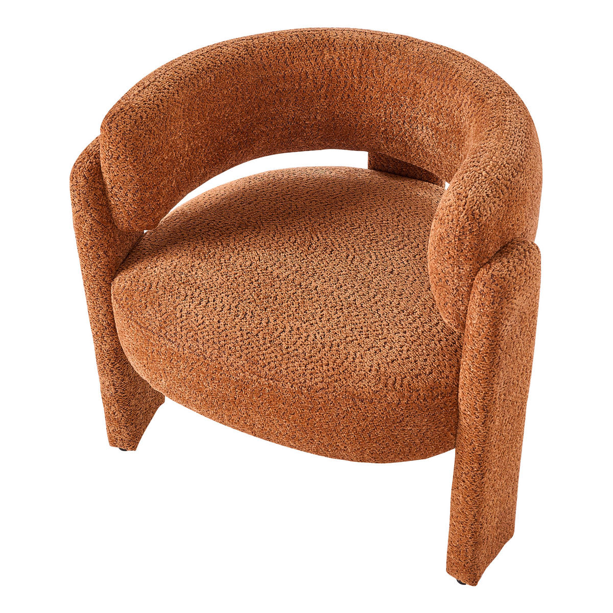 SESSEL Chenillegewebe Orange Burea - Orange, Holzwerkstoff/Textil (80/74/70cm) - Beliani