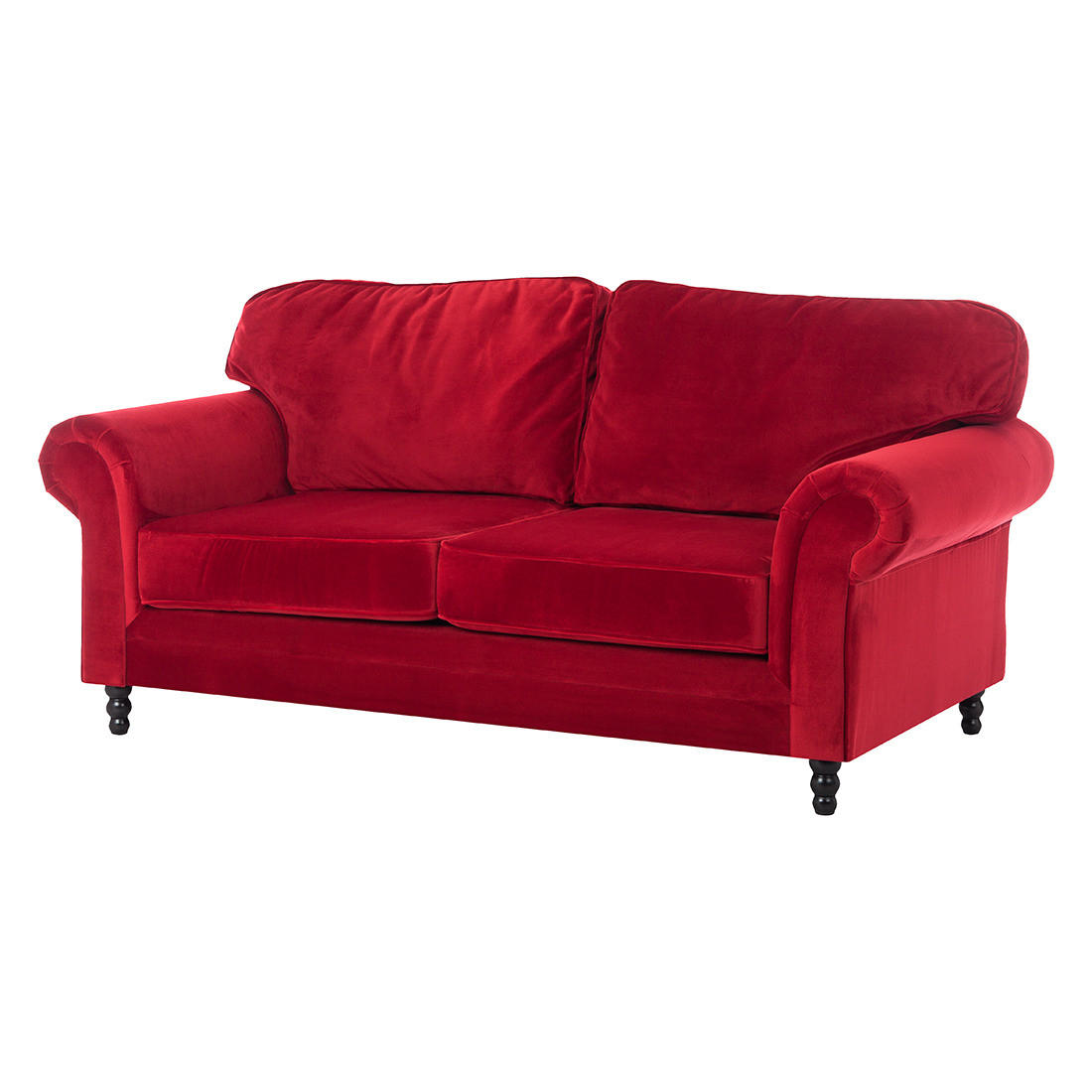 3-SITZER SOFA - Samt - Rot, Textil (202/93/100cm) - home24