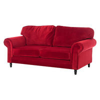 3-SITZER SOFA - Samt - Rot, Textil (202/93/100cm) - home24