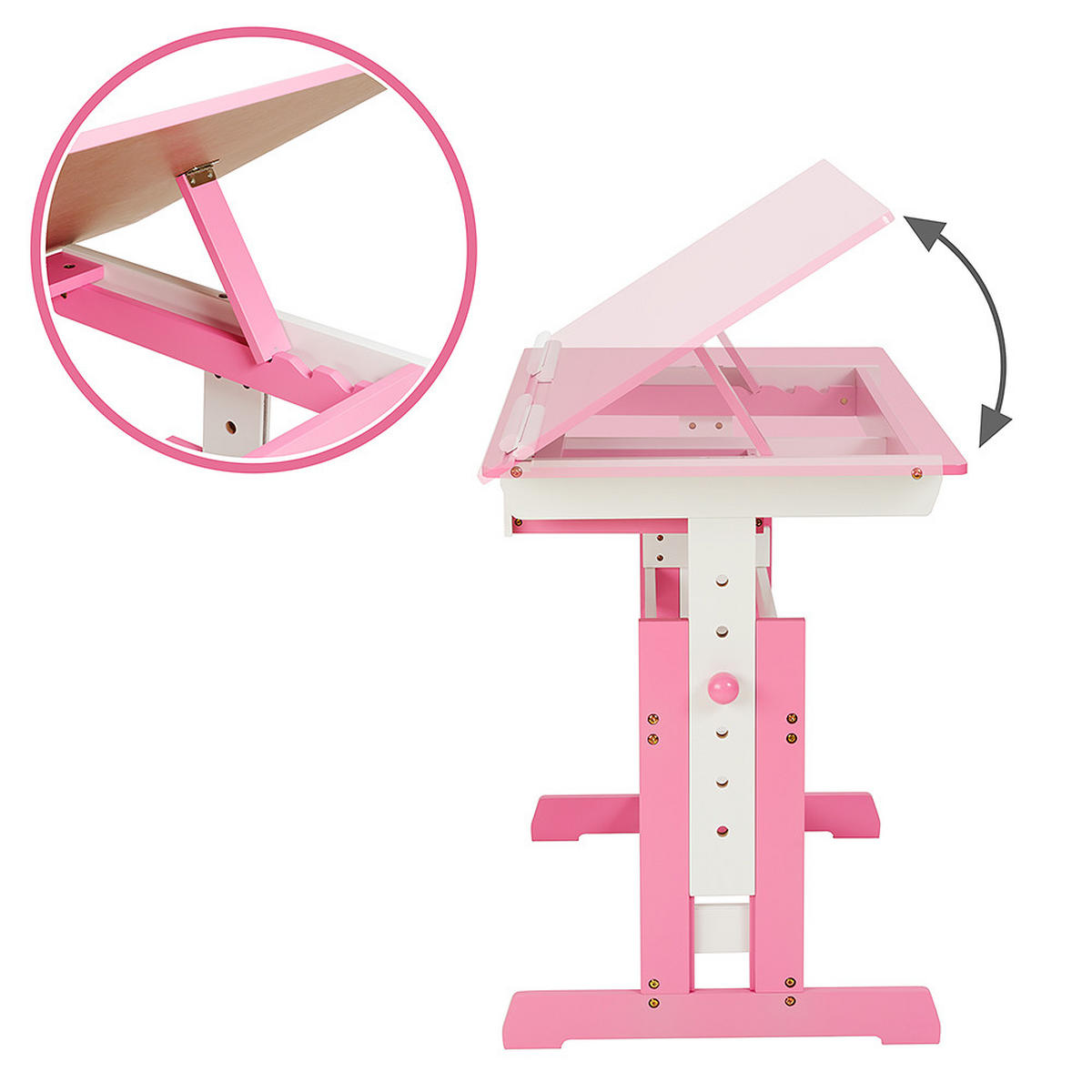 SCHREIBTISCH ,109 x 55 x 94 cm,pink - Pink, Holz (109/55/94cm) - tectake