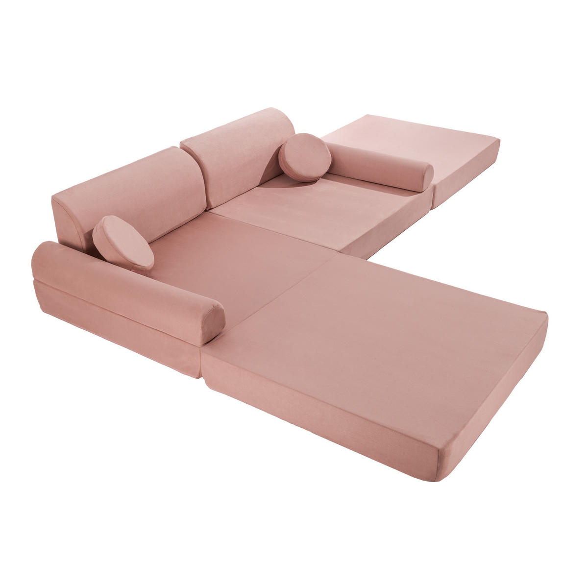 KINDERSOFA, Samt, Rosa - Dunkelrosa, Textil (160/48/80cm) - MeowBaby