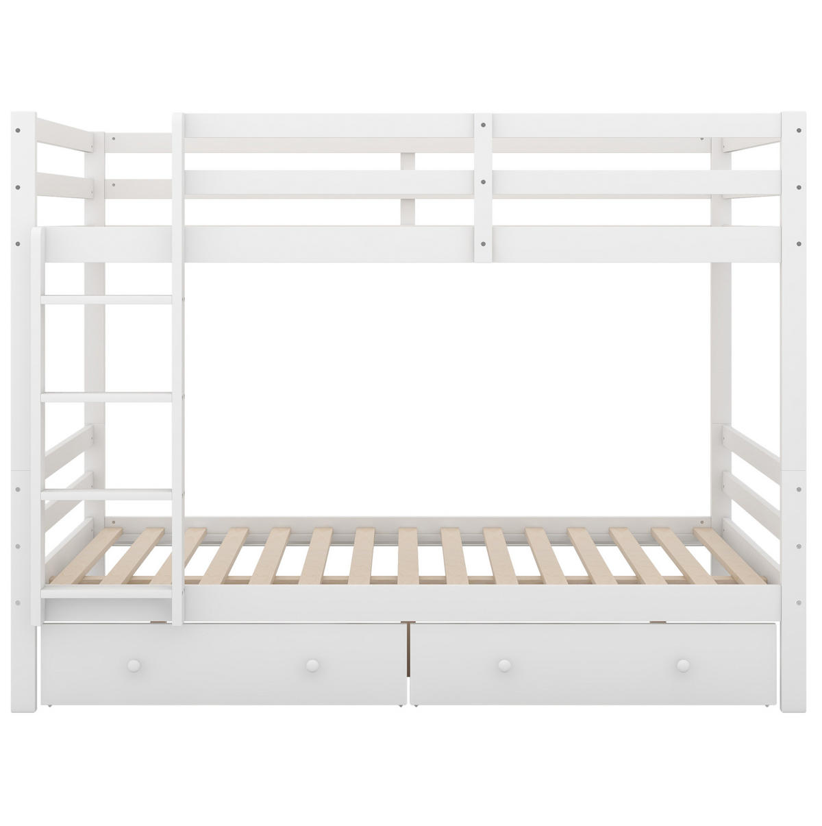 ETAGENBETT 140/200 cm in Weiß mit Stauraum, Schublade und hoher Absturzsicherung - Weiß, Holz (140/200cm) - OKMYHOME