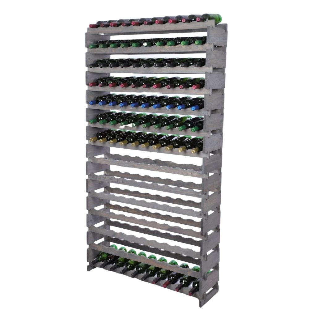 WEINREGAL VINOTECA FLEX PRO HxBxT 191x103x28cm 140 Flaschen auf 14 Ebenen Grau - Grau, Holz (103/191/28cm) - PROREGAL