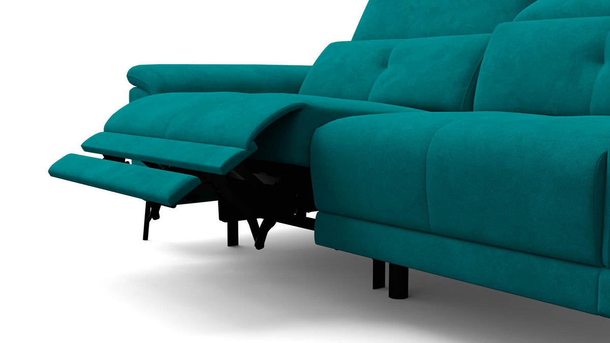 SOFA RELAX AVENA 3-Sitzer, dunkelgrüner Veloursstoff - Dunkelgrün/Schwarz, Holz/Textil (204/80/108cm) - Wozimo