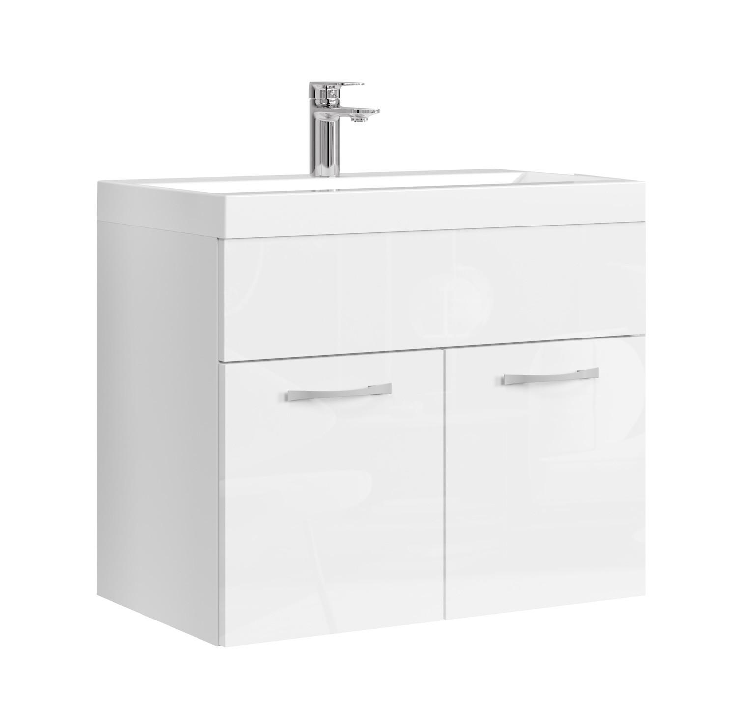 BADMÖBEL-SET Montreal 2 Teile Weiß Hochglanz - 60 x 35 x 51 cm - Weiß, Holz (60/51/35cm) - Badplaats