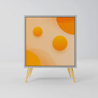 SIDEBOARD ORANGE ARRANGEMENT, Grau, 57,5x42x75,5 cm, Goldfarbene Metallfüße - Goldfarben/Multicolor, Holzwerkstoff/Metall (57.5/75.5/42cm) - SpaceRebels