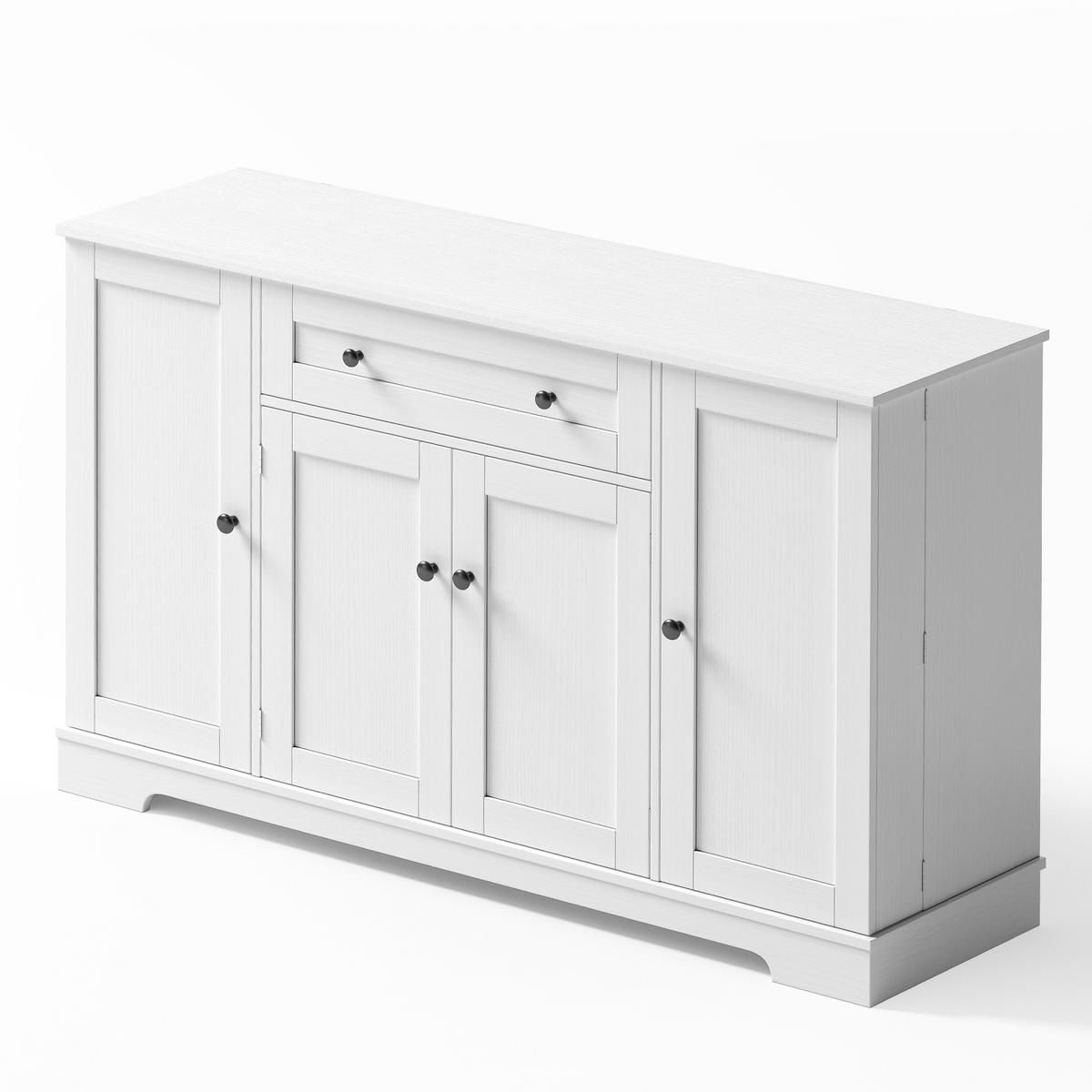 SIDEBOARD in Weiß Küchenbuffet mit Regaltüren und Schublade für Küche und Wohnzimmer, B138/T40/H85 cm - Weiß, Holzwerkstoff (138/85/40cm) - STILVORA