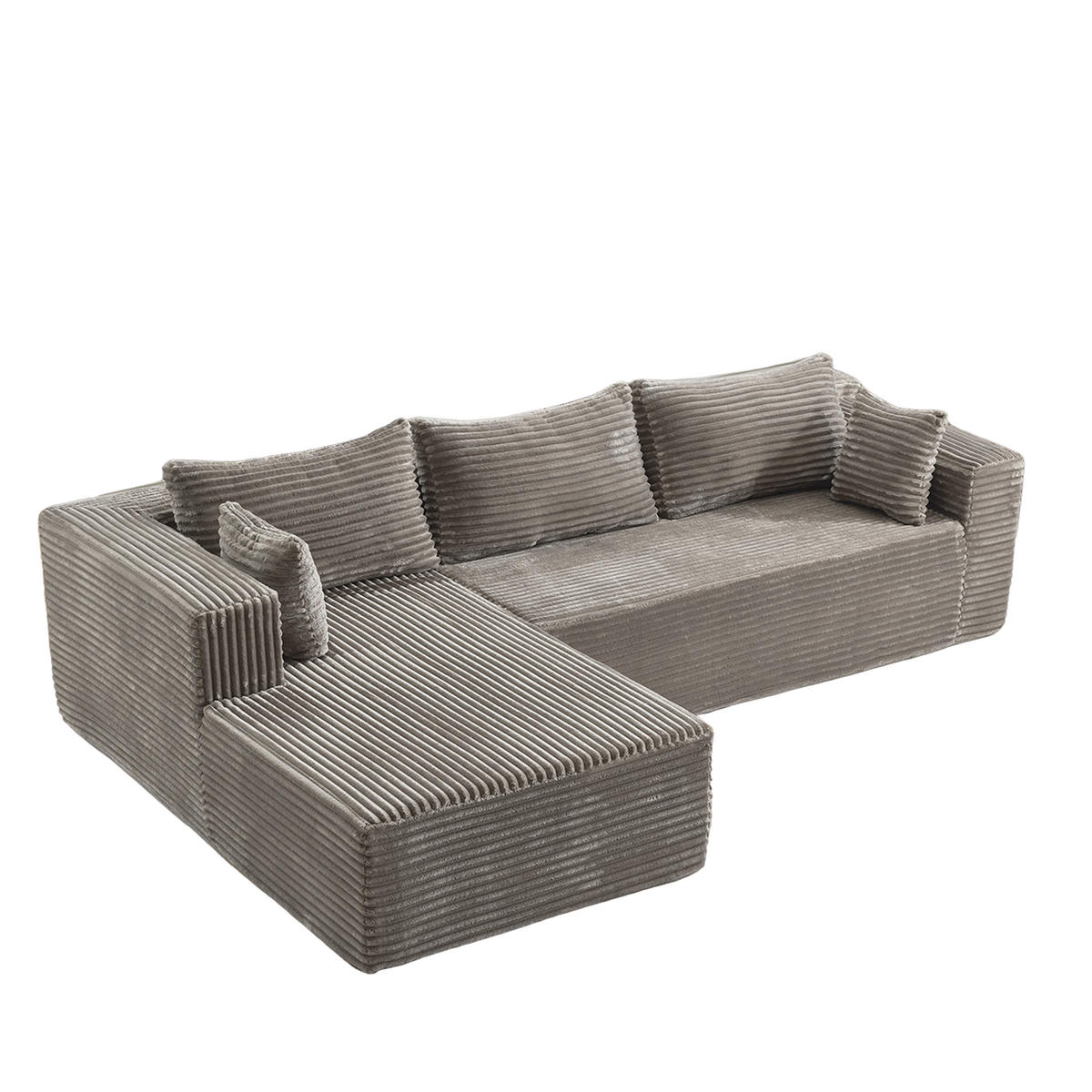 ECKSOFA 279/179/83 cm Grau Cord mit Chaiselongue - Grau, Textil (179/83/279cm) - Oxeza