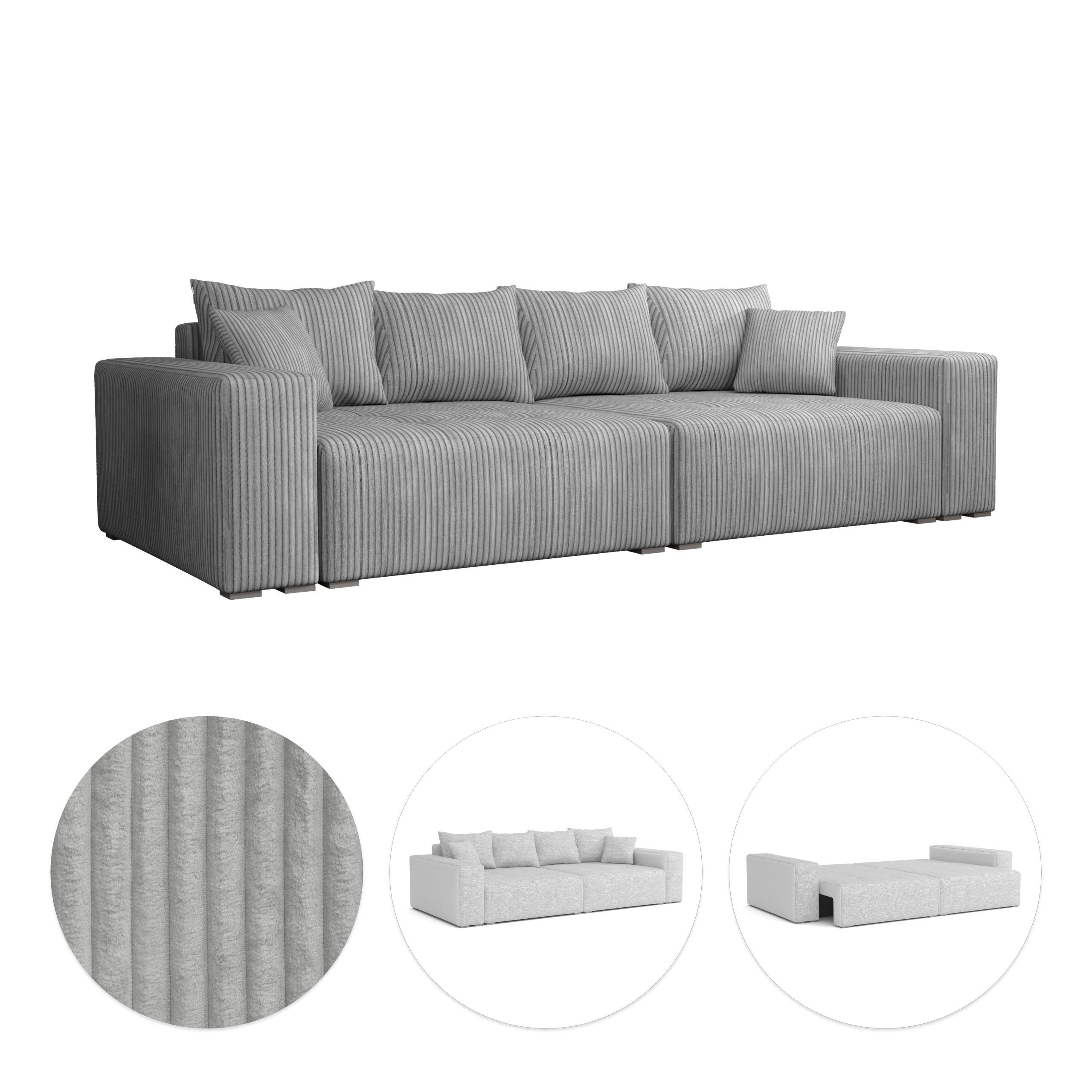 SCHLAFSOFA Couch Elstra Hellgrau - Hellgrau, Textil (300/97/140cm) - Fedve