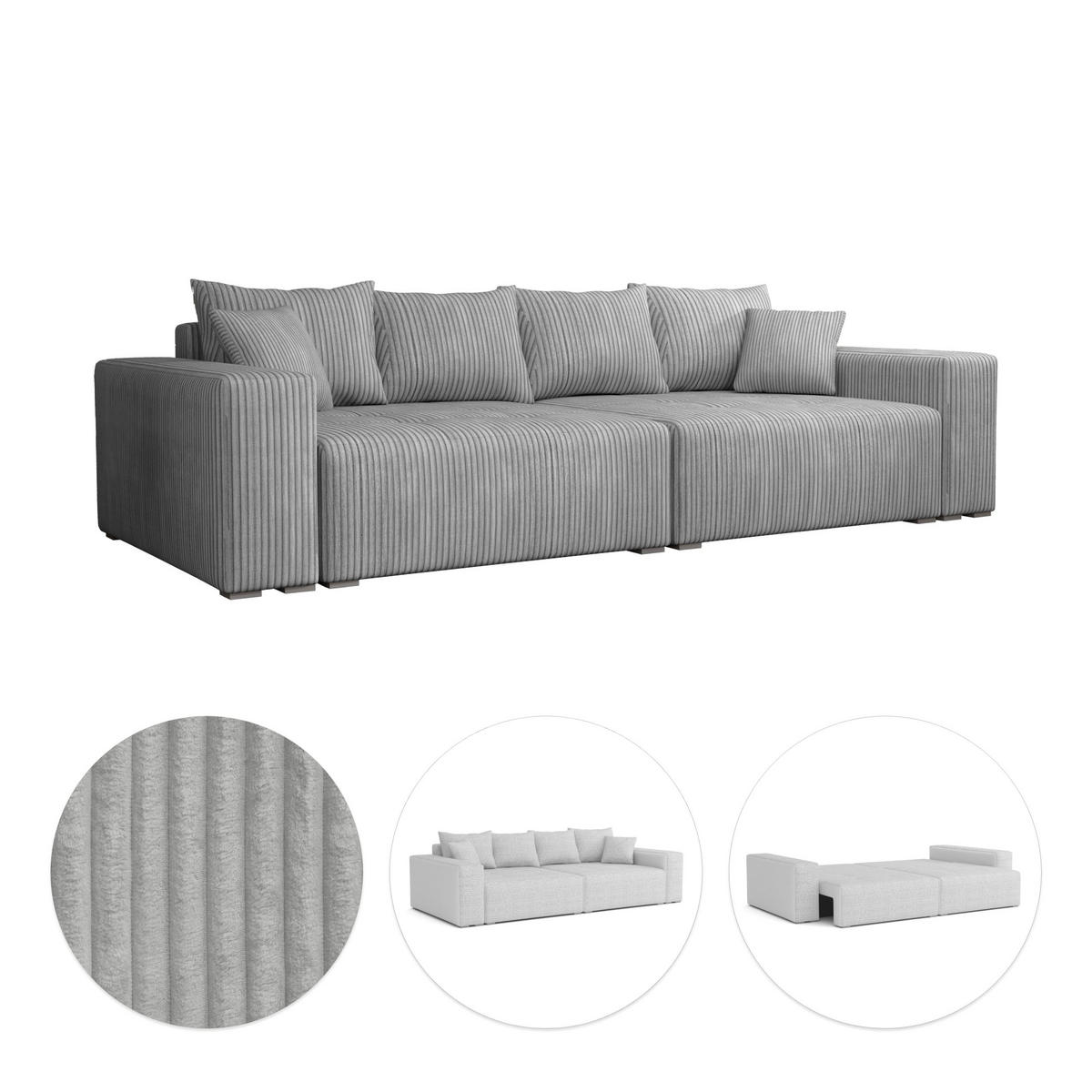 SCHLAFSOFA Couch Elstra Hellgrau - Hellgrau, Textil (300/97/140cm) - Fedve