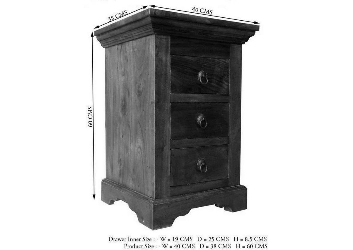 NACHTTISCH Akazie 40x38x59 nougat lackiert OXFORD #502 - Dunkelbraun, Holz (40/59/38cm) - Massivmoebel24