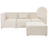 3-SITZER-SOFA Cord hellbeige mit Ottomane Lemvig - Beige, Textil (250/78/83cm) - Beliani