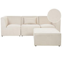 3-SITZER-SOFA Cord hellbeige mit Ottomane Lemvig - Beige, Textil (250/78/83cm) - Beliani