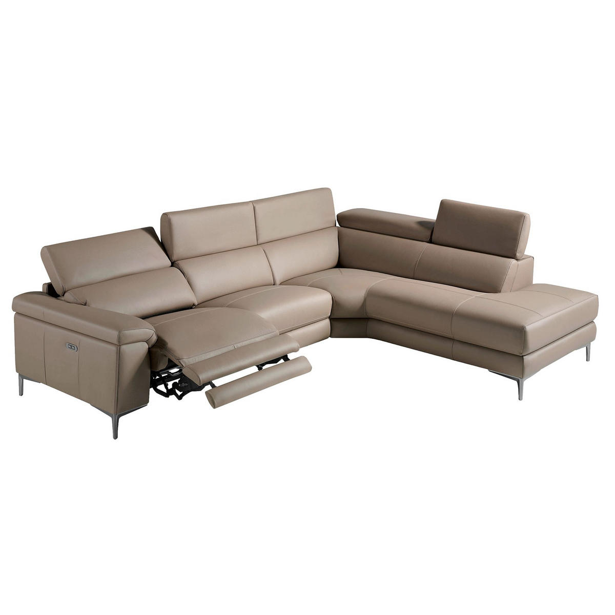 ECKSOFA Relaxsofa mit rechter Chaiselongue in Leder Nerz 295/232/97 cm - Taupe, Leder (295/232cm) - ANGEL CERDA