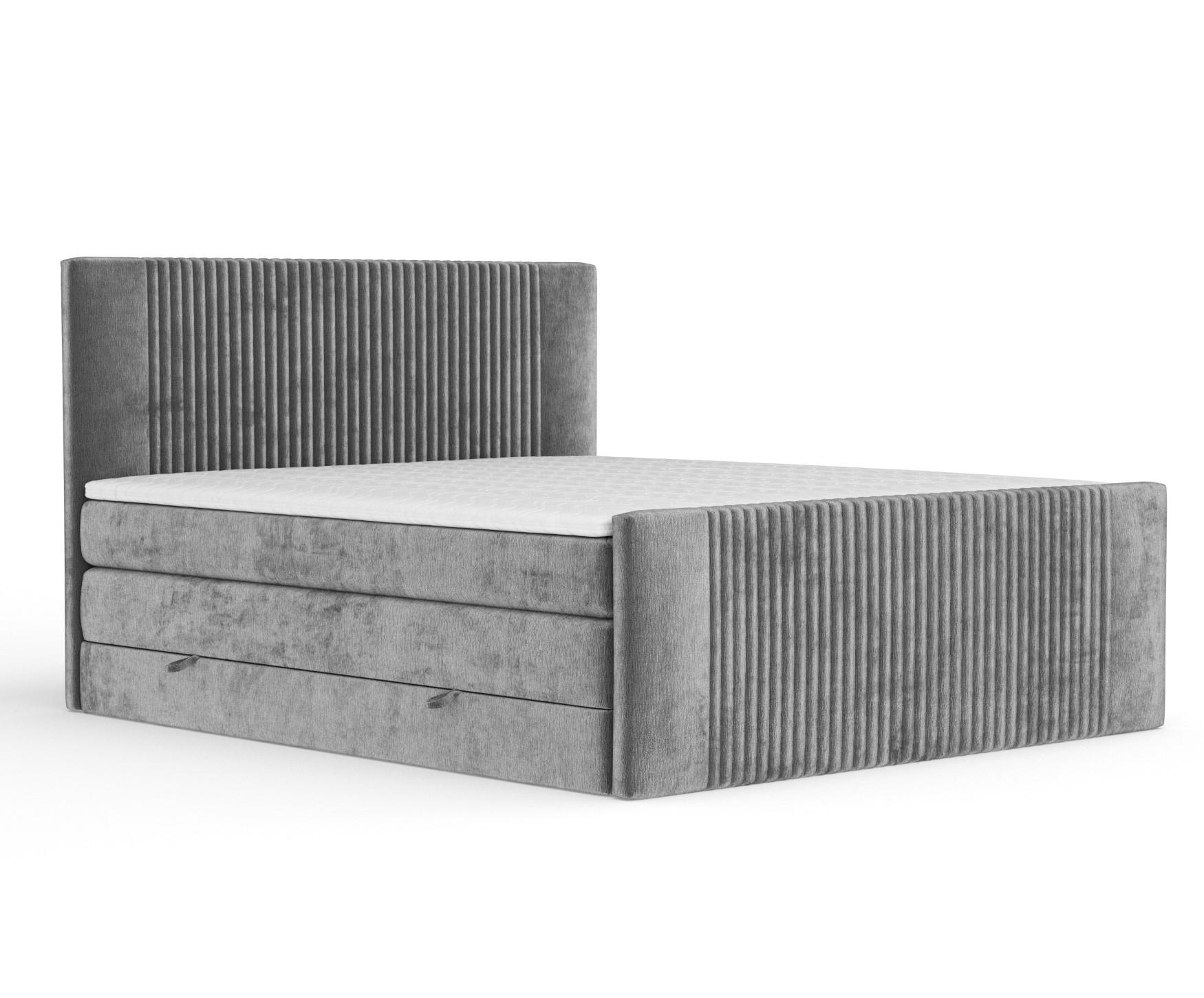 BOXSPRINGBETT Bergamo Grau 140/200 cm - Schwarz/Grau, Holz/Holzwerkstoff (140/200cm) - Maison de Reve