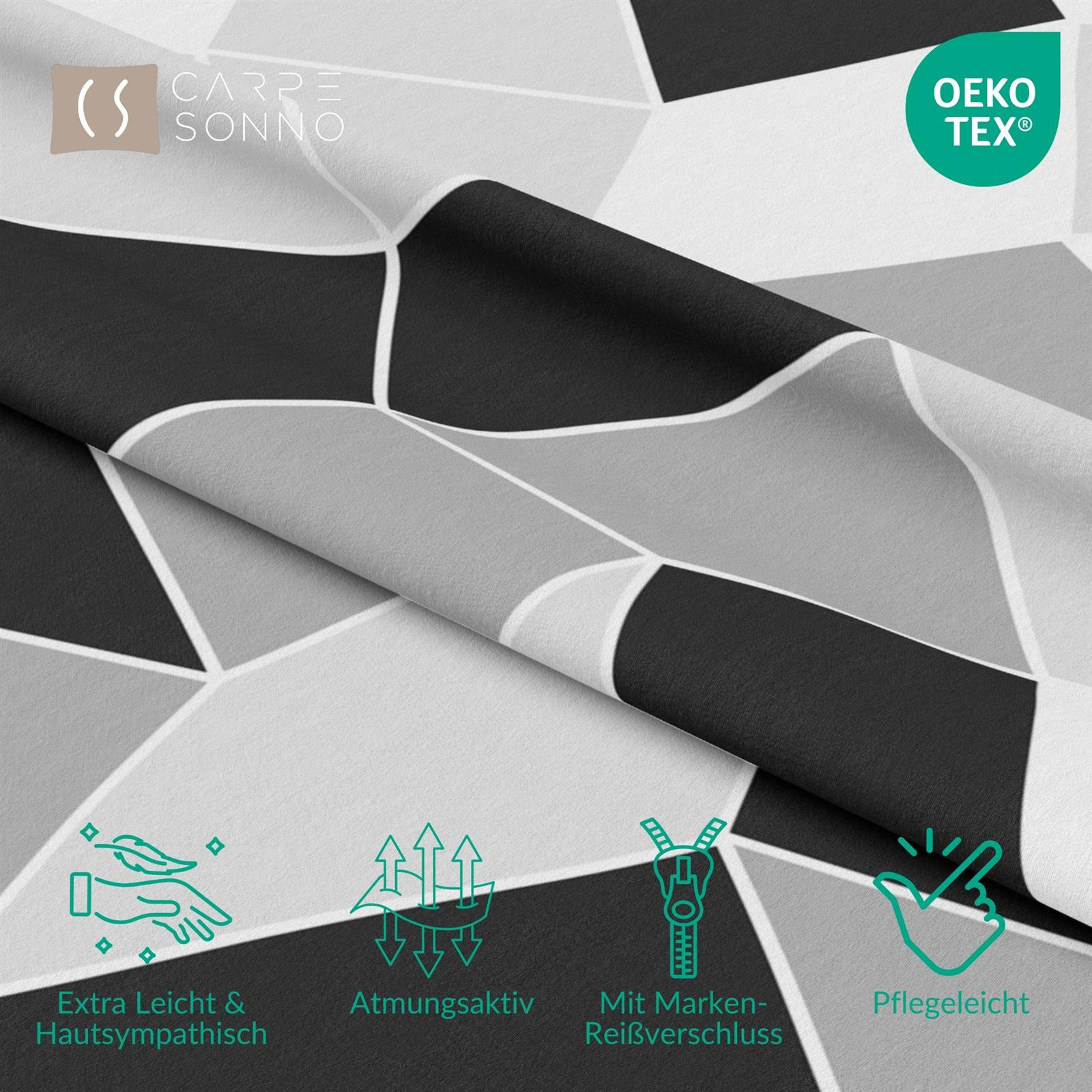 MIKROFASER-BETTWÄSCHE 155x220 Super softer Bettbezug aus 100% Polyester, Muster Schwarz Grau Weiß - Schwarz, Textil (155/220cm) - Carpe Sonno