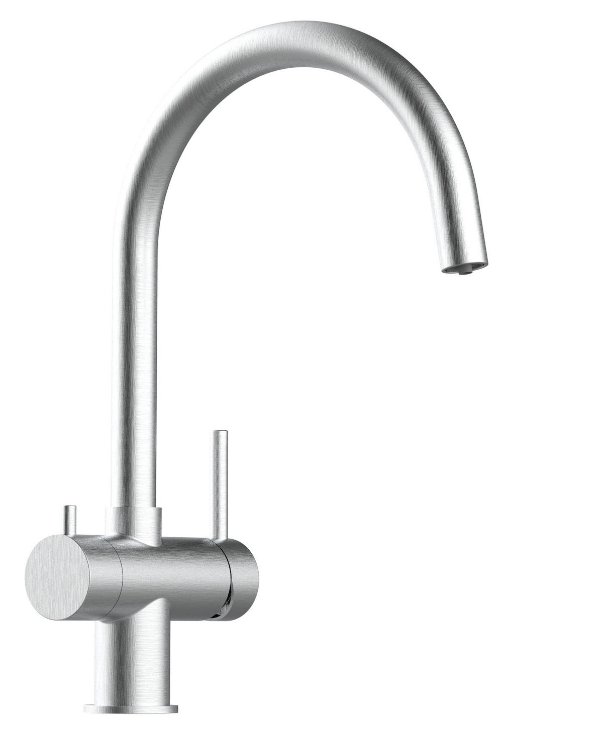 NIEDERDRUCK-3-WEGE-KÜCHENARMATUR, Edelstahl Massiv aus Chirurgenstahl, Gebürstet, 560° schwenkbar - Edelstahlfarben, Metall (21.4/39/21.4cm) - VIZIO