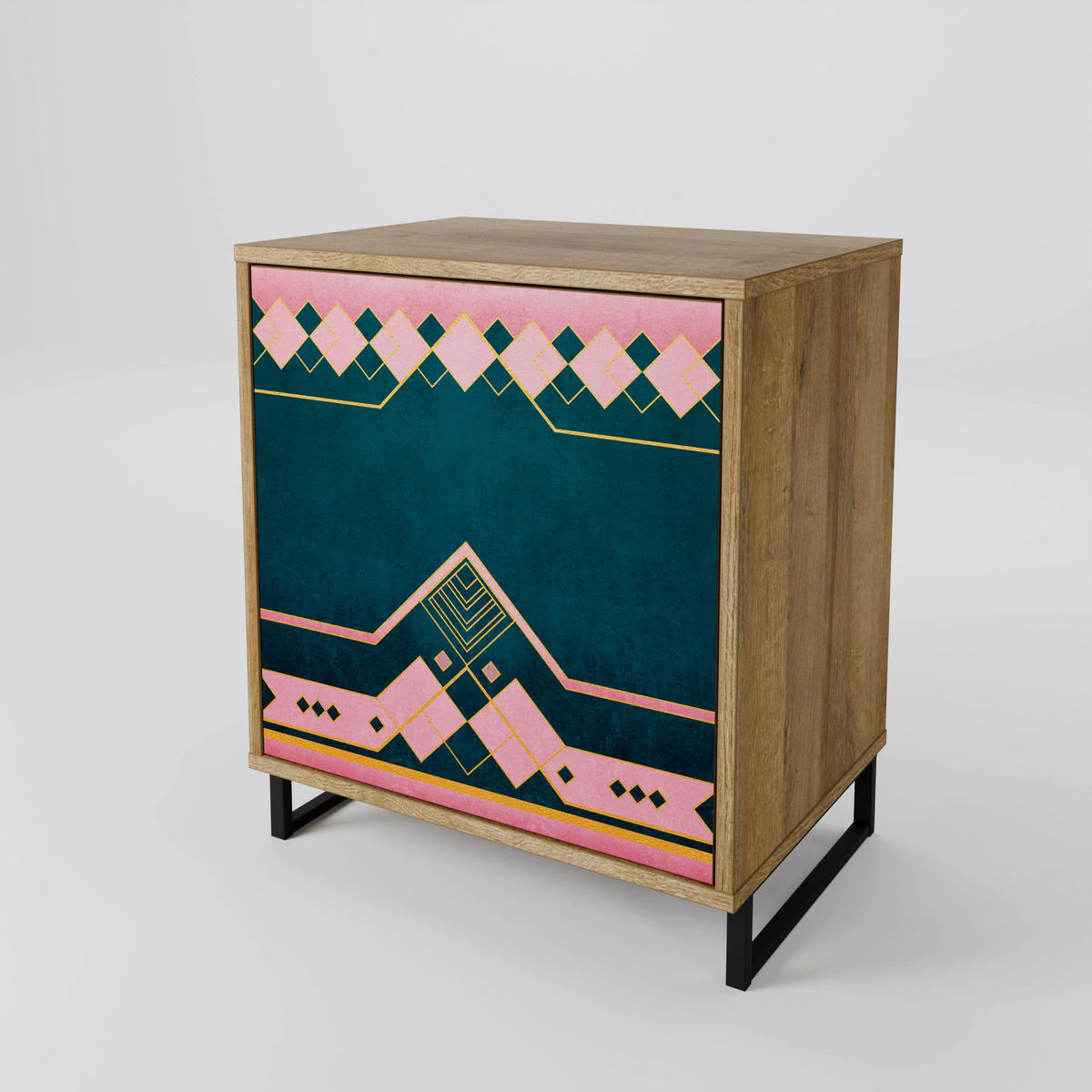 SIDEBOARD ROYAL COMPOSITION, Eichefarben, 57,5x42x57,5 cm, Ohne Füße - Eichefarben/Multicolor, Holzwerkstoff (57.5/57.5/42cm) - SpaceRebels
