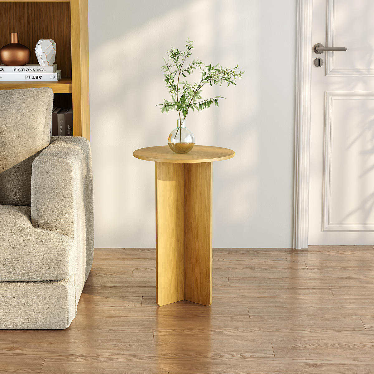 PŘÍDAVNÝ STOLEK Vappevn - barva dubu, kompozitní dřevo (40/40/60cm)