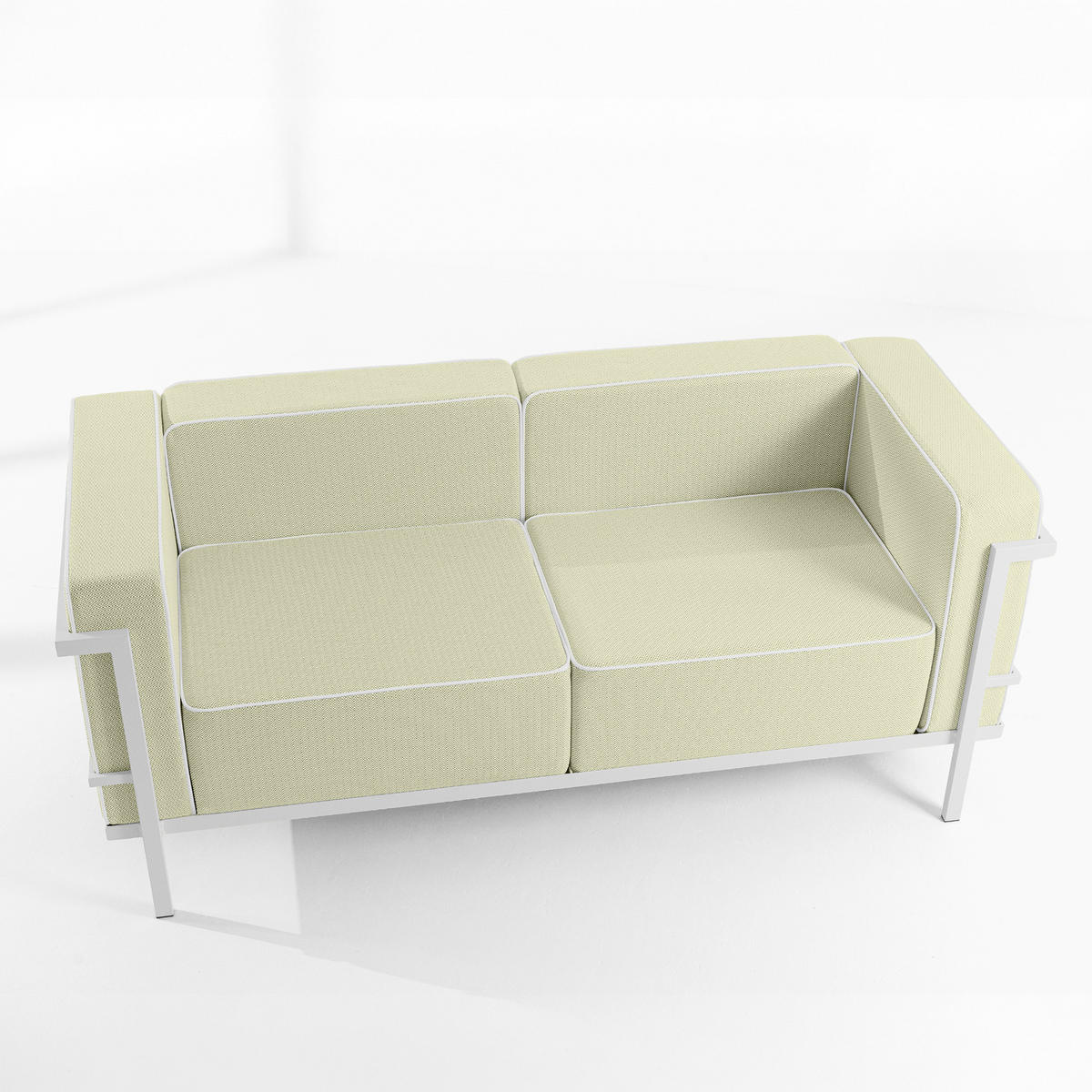 GARTENSOFA TRIGLO 2-Personen, Stahlrahmen, Modern, Weiß - Weiß/Hellgrün, Textil/Metall (164/70/69cm) - KONSIMO®