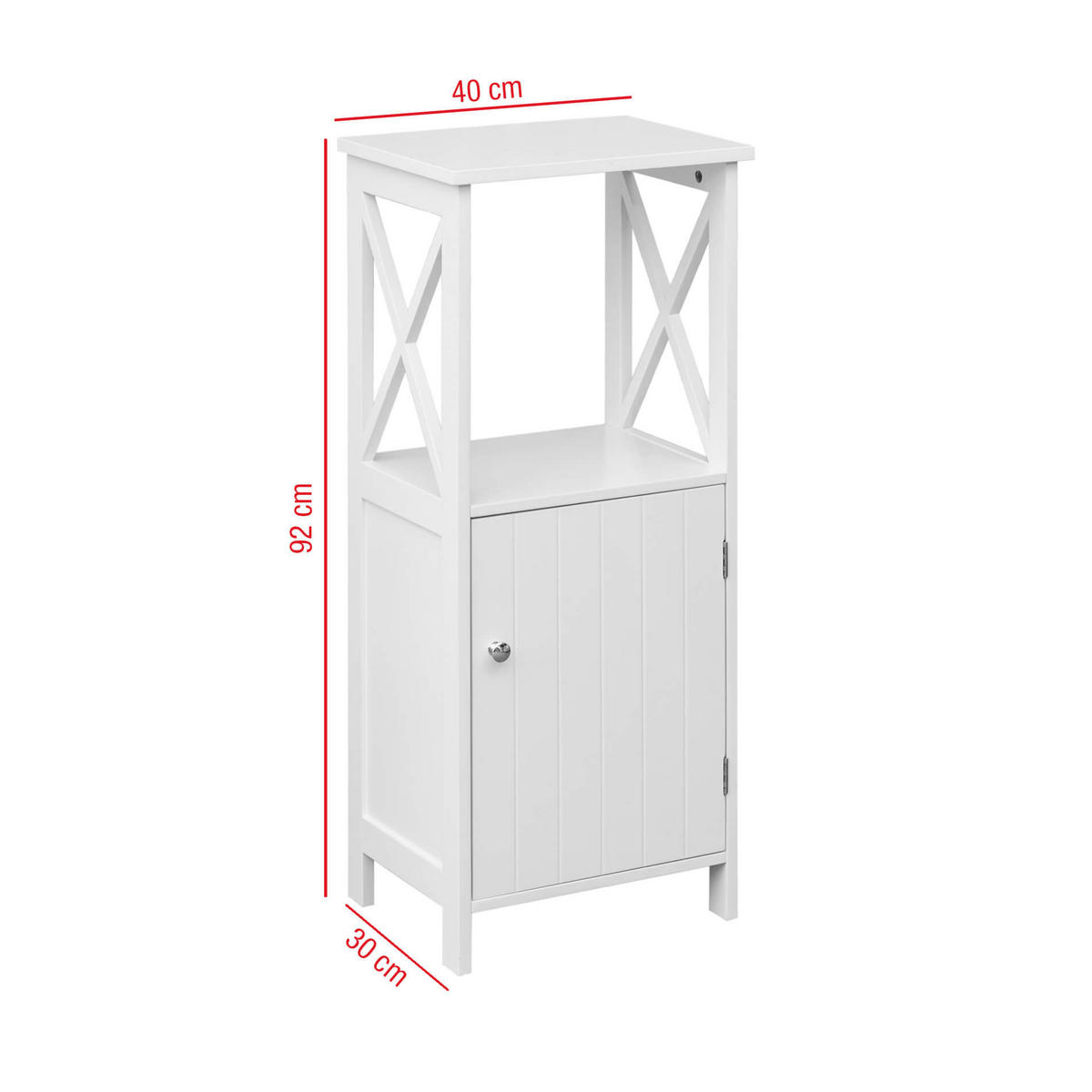 BADEZIMMERSCHRANK Weiß 30/40/92 cm - Weiß, Holzwerkstoff (30/92/40cm) - Mobili Rebecca