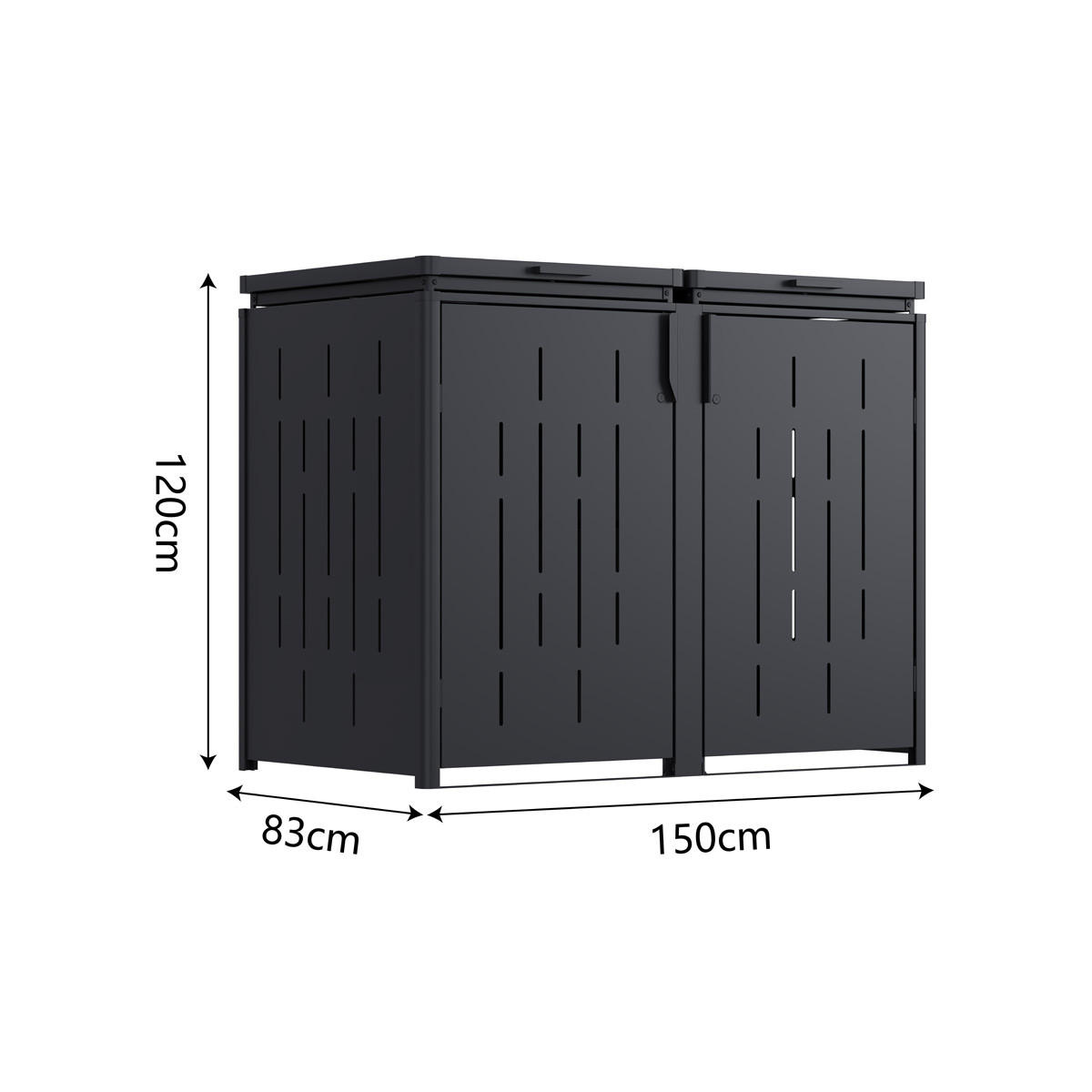 MÜLLTONNENSCHRANK aus Stahl 1500L in Anthrazit - Anthrazit, Metall (150/120/83cm) - WEIDE