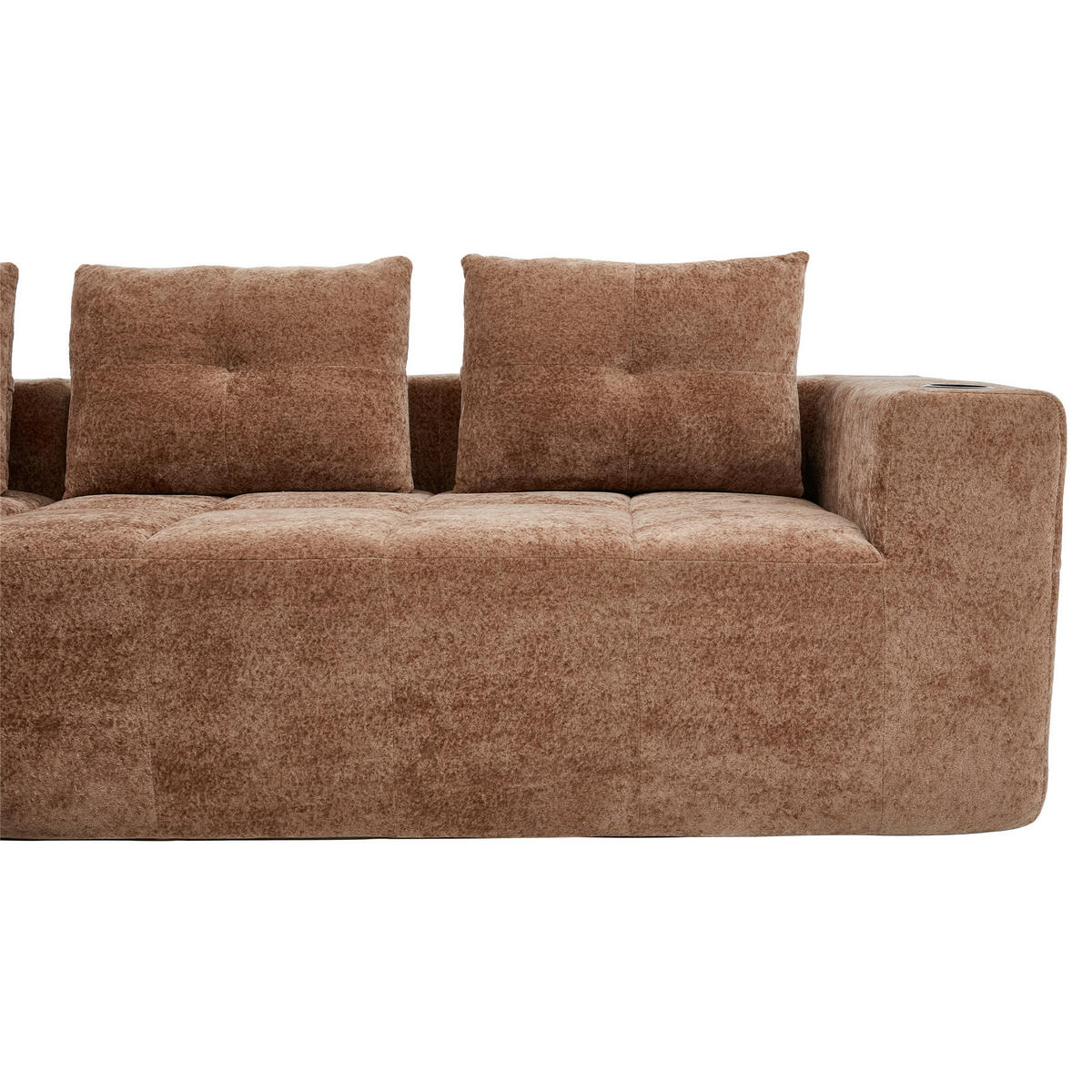 ECKSOFA DE-35203 mit 3 Kissen Grün - Hellbraun, Textil (163/258cm) - ComfortXL