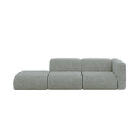 SOFA Ottomane Rechts MIRA-S3 296x89x70 Grün Velours - Schwarz/Hellgrün, Holzwerkstoff/Kunststoff (296/70/89cm) - ALTDECOR