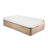 MATRATZE und Bettgestell mit Lattenrost und Bettkasten - 1 Person - stoff - naturfarben hell Danae - Naturfarben, Holz/Holzwerkstoff (90/190cm) - Vente-Unique