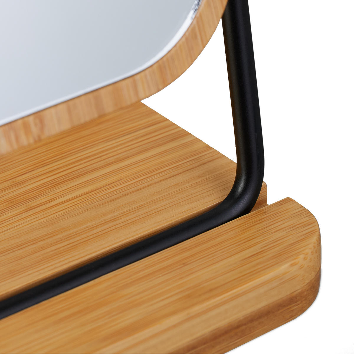 TISCHSPIEGEL - Hellbraun, Glas/Holz (14.5/23/10cm) - Relaxdays