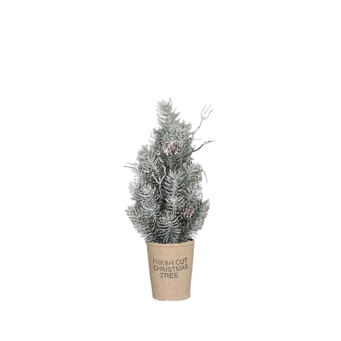 KUNSTBAUM Künstlicher Tannenbaum - Rachel 30 cm, beeist, im Pappmache Topf - Grün, Kunststoff (30cm) - aplanta