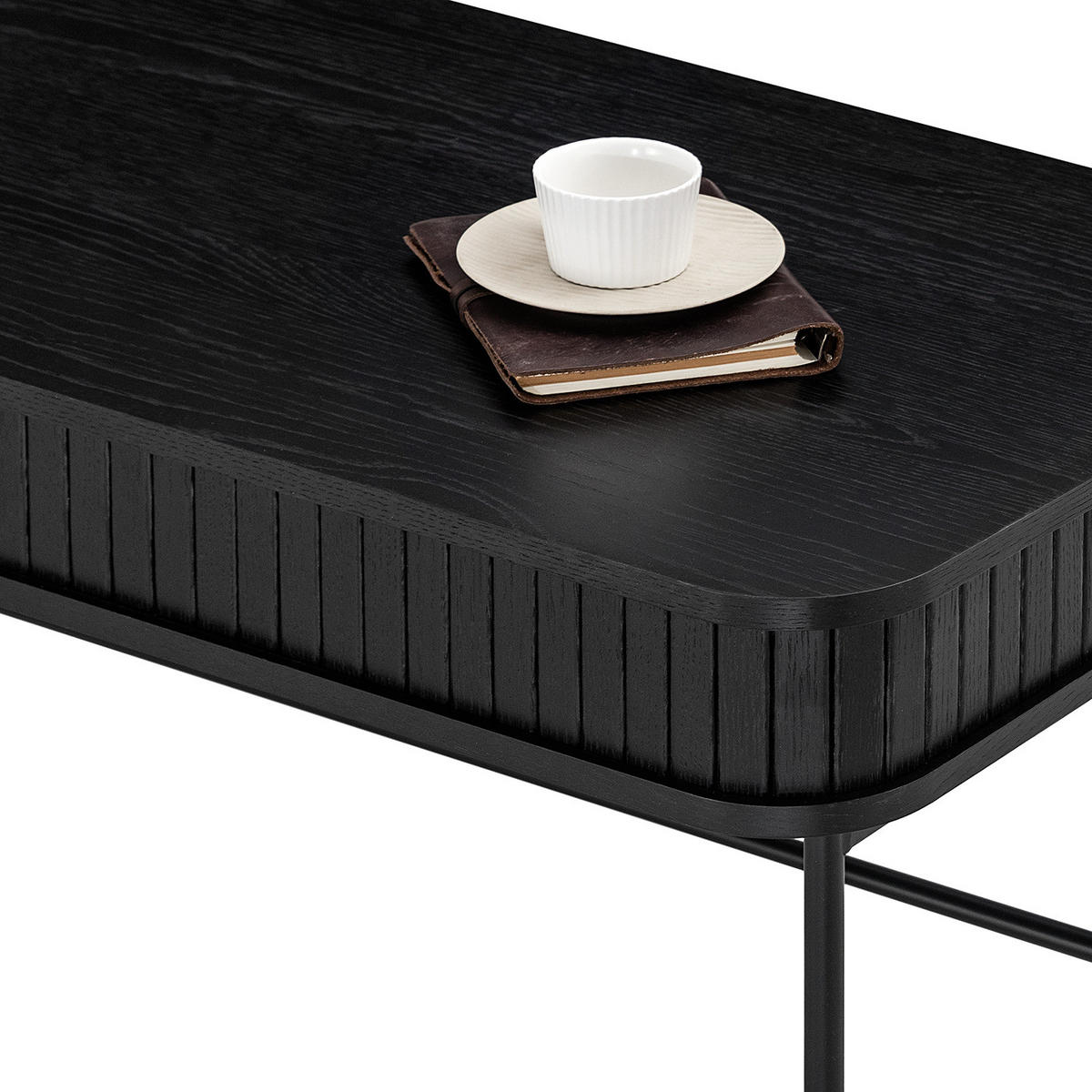 SCHREIBTISCH - MDF / Eisen - Eiche - Eichefarben/Schwarz, Holzwerkstoff/Metall (60/120/76cm) - home24