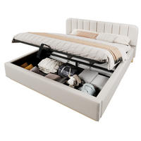 POLSTERBETT 180x200cm Hydraulik LED Chenille Beige - Beige, Holzwerkstoff (180/200cm) - FLIEKS